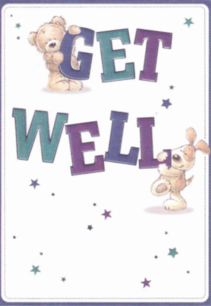 This charming get well card, radiating the friendly spirit of New Eltham, delights with its playful artistry and comforting message. At the centre, a soft, fluffy bear and an animated puppy share the stage, their joyful companionship echoing the close-knit warmth of neighbourhood friendships along Avery Hill Road. Vibrant stars twinkle around them, painted in dreamy blues, purples, and aquas, hinting at bursts of optimism and heartfelt wishes that feel right at home in our lively community. The bold, oversized letters spelling out 'Get Well' anchor the design in cheerful assurance-each letter shaded in gradients of indigo and teal, reminiscent of fresh blooms selected for their mood-boosting colours. The illustrated fur invites the touch, exuding a softness and coziness that's as inviting as a favourite New Eltham corner café or a freshly gathered bouquet from Flowers New Eltham. The composition is airy and balanced, with a clean, white backdrop lending a sense of hope and renewal, ideal for someone on the mend. Every element, from the expressive faces to the twinkling constellations, combines to send a powerful message: genuine comfort, local care, and the promise of brighter tomorrows.